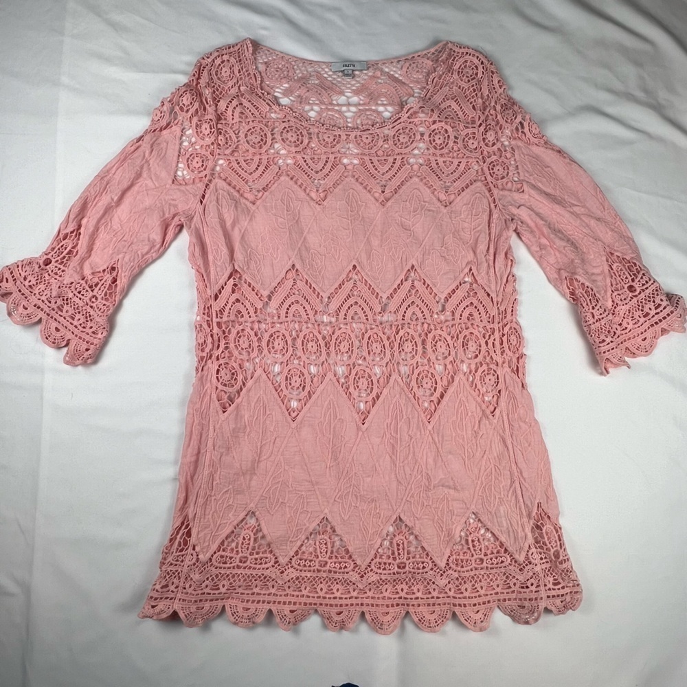 Celesta - Women’s crochet top - Pink - Small